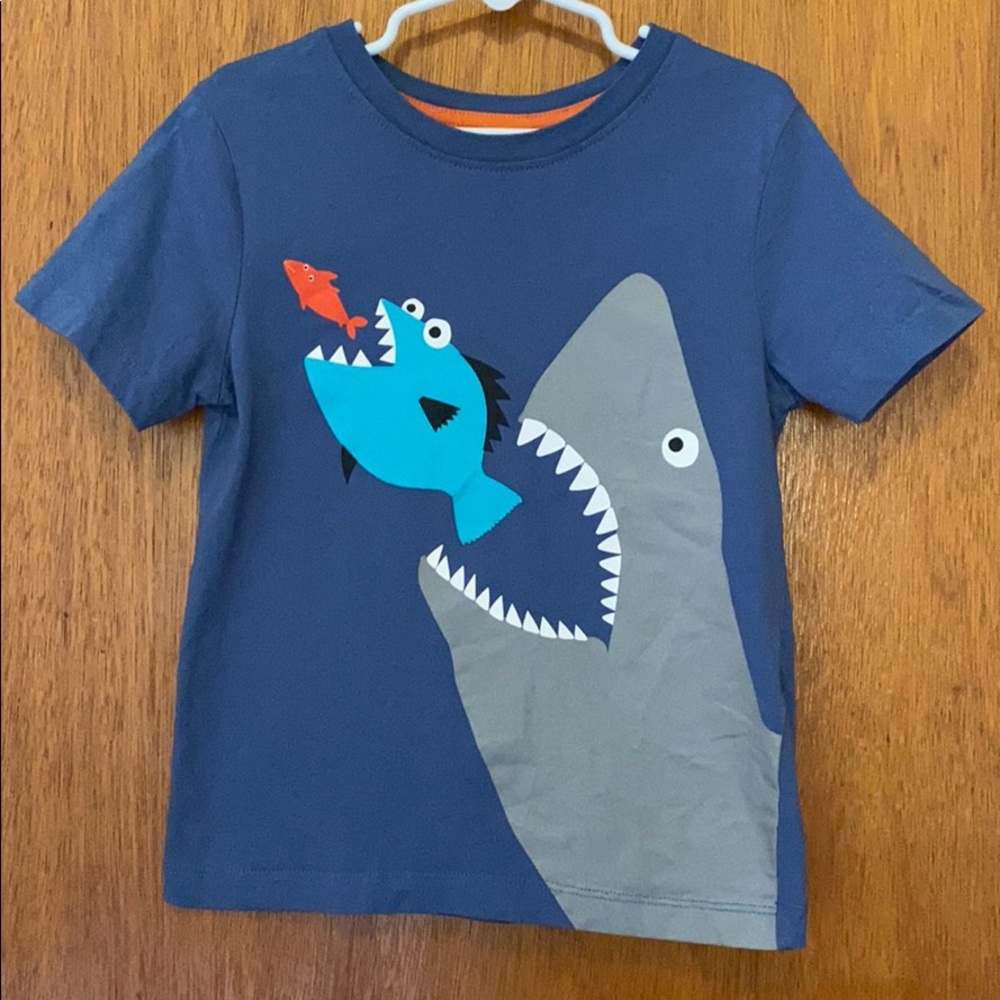 H&M Blue Shark & Fish Short Sleeve Shirt - 4-6Y